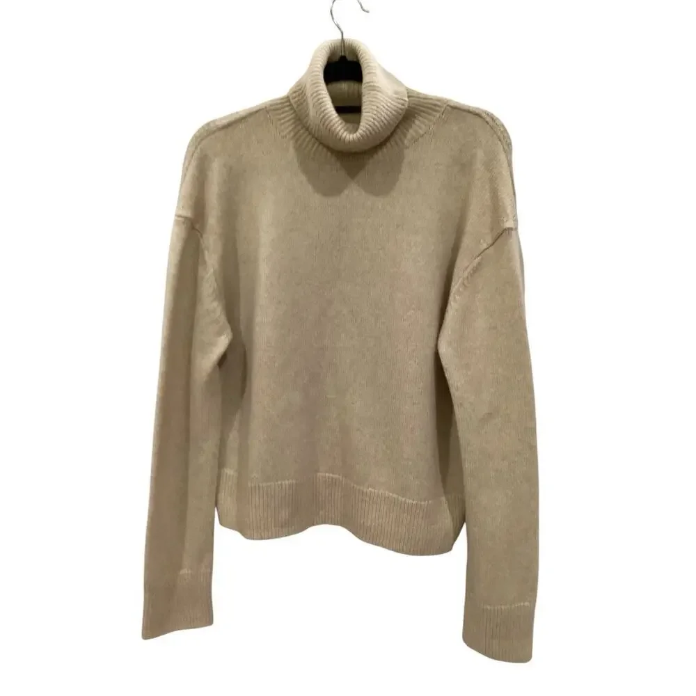 Jenni Kayne Atlas Turtleneck Sweater Merino Wool In Wheat Beige Size Small - Picture 2 of 13